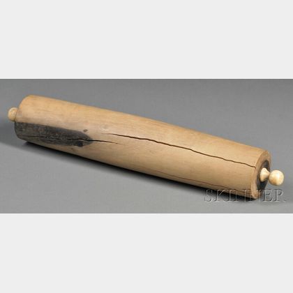 Scrimshaw Whale Ivory and Lignum Vitae Rolling Pin