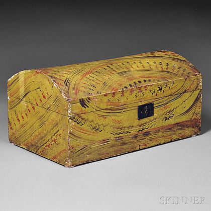 Paint-decorated Poplar Dome-top Trunk