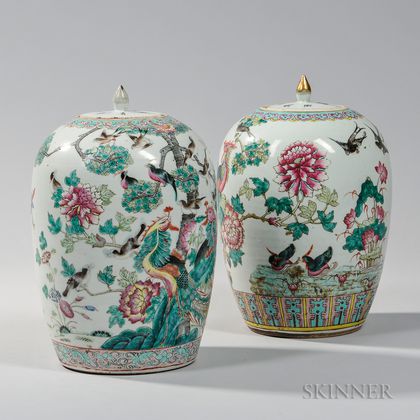 Two Famille Rose Covered Jars