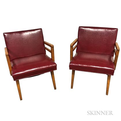 Pair of Mid-century Oxblood Lounge Chairs
