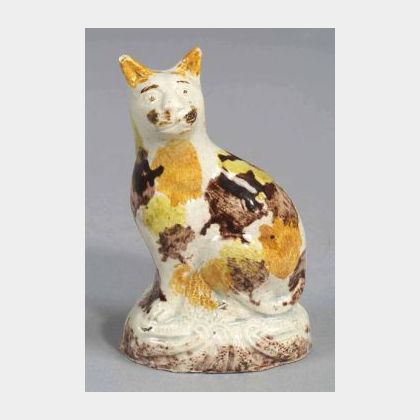 Staffordshire Pottery Calico Cat Figure