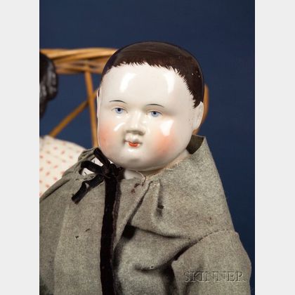 Early Pink-Tinted Turned China Shoulder Head Boy Doll