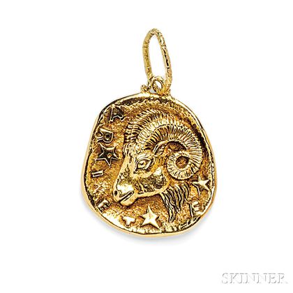 18kt Gold Zodiac Pendant, Gioconda