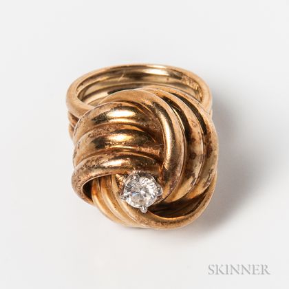 14kt Gold and Diamond Knot Ring