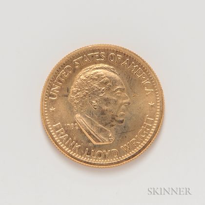 1982 Frank Lloyd Wright American Arts Commemorative Series Half Ounce Gold Coin. Estimate $500-700