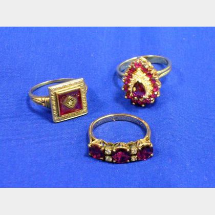 Three Gold, Ruby, and Diamond Rings