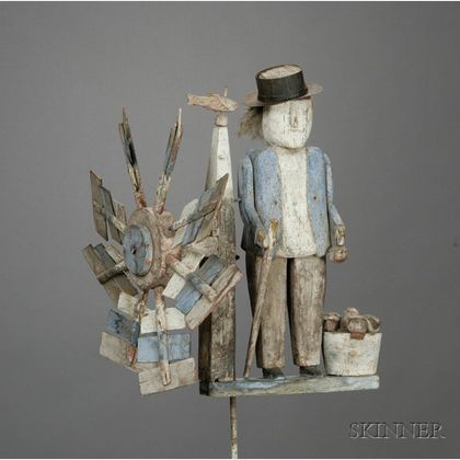 Carved and Painted Wooden Figural Whirligig