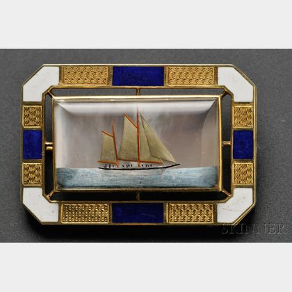 14kt Gold and Reverse-painted Crystal Brooch, Enos Richardson & Co.