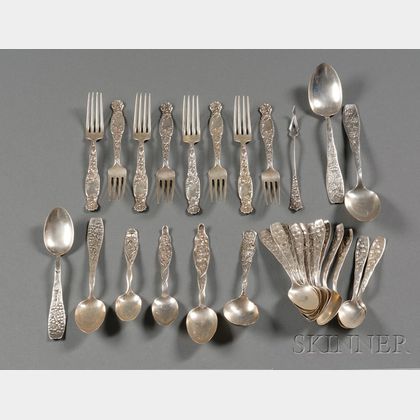 Sixteen Whiting Manufacturing Co. Sterling "Berry" Pattern Spoons