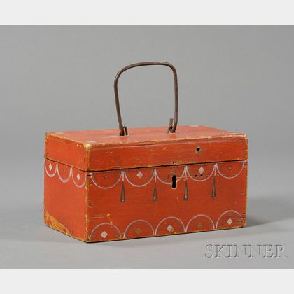 Small Red Painted and Decorated Document Box