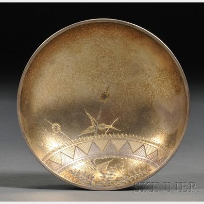 Small Gorham Aesthetic Movement Gold-washed Sterling Bowl