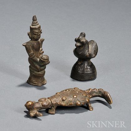 Three Small Asian Bronze Items