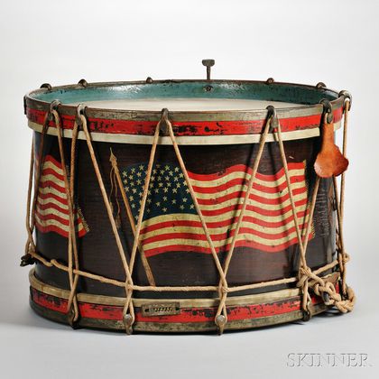 Paint-decorated Wooden Snare Drum
