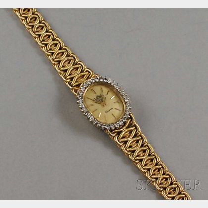 Lady's Samsan 14kt Gold and Diamond Bracelet Wristwatch