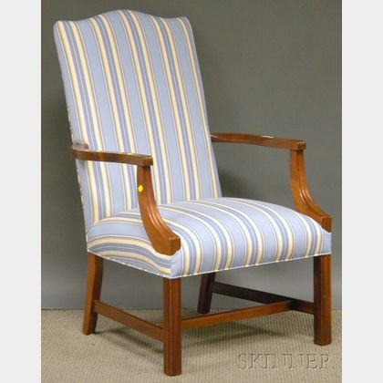 Chippendale-style Carved Mahogany Easy Chair