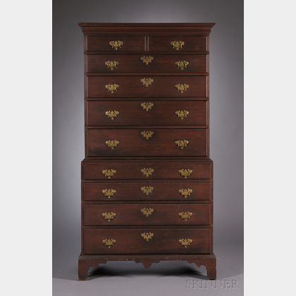 Chippendale Spanish Brown-painted Maple Chest-on-chest