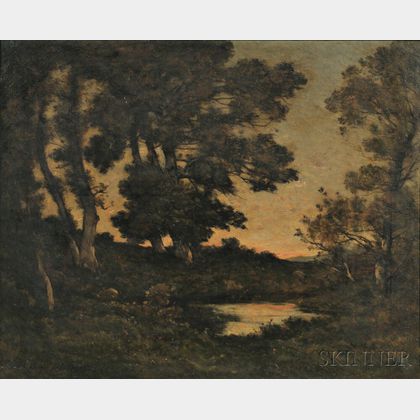 Henri-Joseph Harpignies (French, 1819-1916) Lake at Twilight
