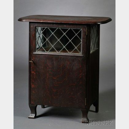 Paine Furniture Oak and Glass Liquor Cabinet