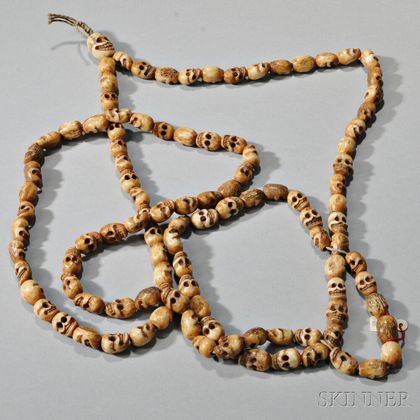Necklace of Carved Bone Skull Beads
