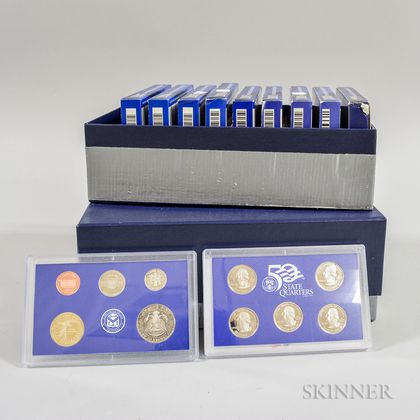 Ten U.S. Mint Proof Sets and Nine U.S. Mint Silver Proof Sets