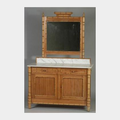 Napoleon III Faux Bamboo and Marble-top Dressing Chest