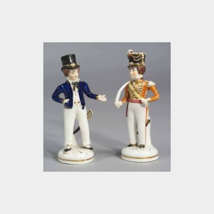 Two Polychrome Porcelain Figures of Gentleman