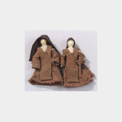 Two Grodnertal Wooden Nuns