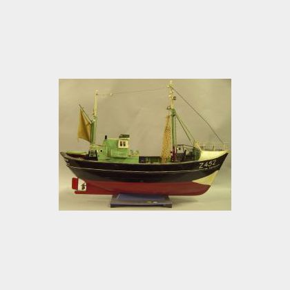 Painted Wooden Model of the Fishing Trawler Rembrandt