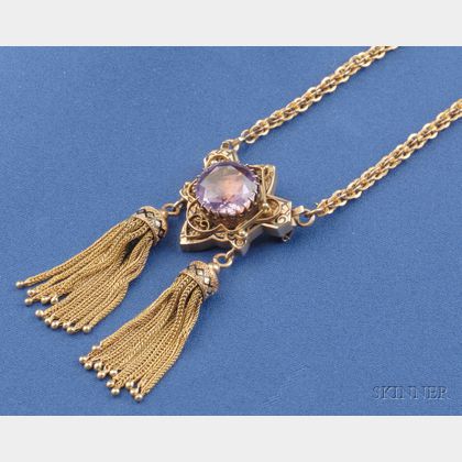 Victorian 14kt Gold and Amethyst Pendant Necklace