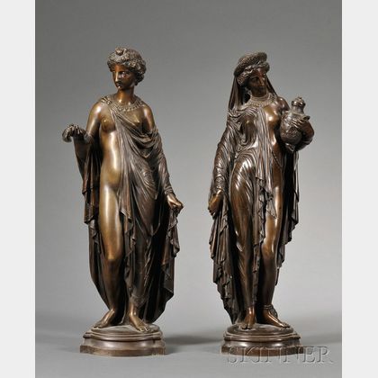 Pair of Bronze Figures of Classical Maidens
