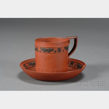 Wedgwood Rosso Antico Egyptian Coffee Can and Saucer