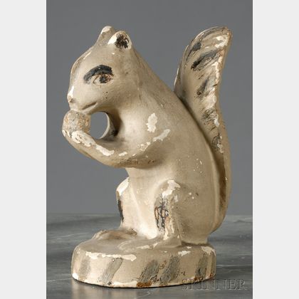 Painted Chalkware Figure of a Gray Squirrel