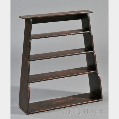 Black-painted Canted Hanging Shelf