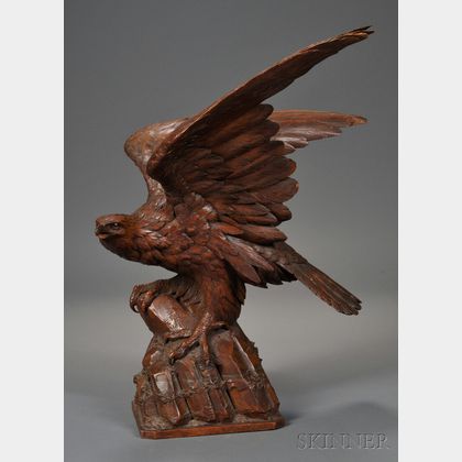 Carved Walnut Eagle Figure
