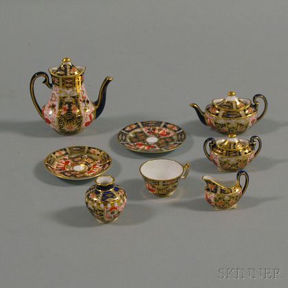 Eight-piece Miniature Royal Crown Derby Imari Palette Tea Set