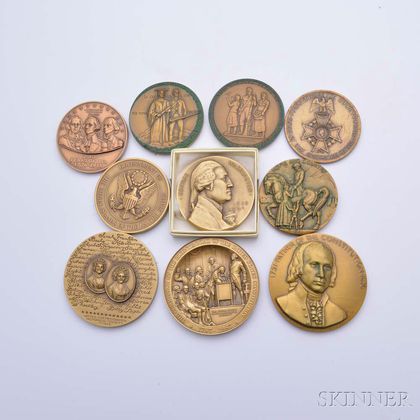 Ten Assorted American Revolution Bronze Medals. Estimate $100-200