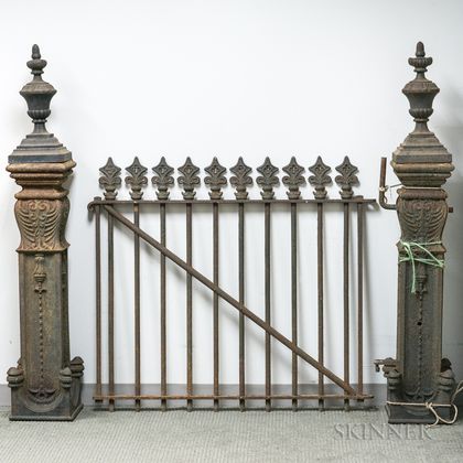 Dark Green-painted Cast Iron Gate and Posts