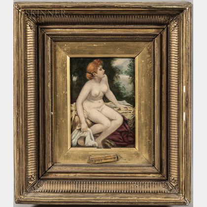 Attributed to Henry Bacon (American, 1839-1912) Seated Nude in a Landscape