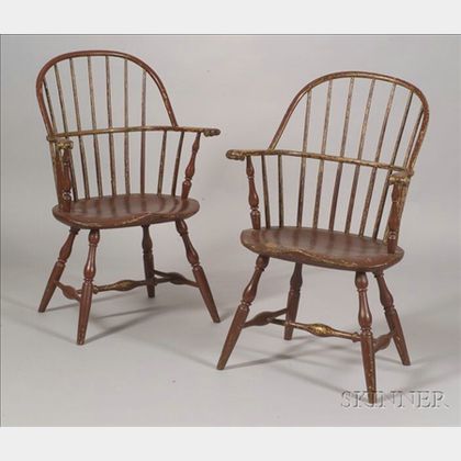 Pair of Painted Sack-back Windsor Chairs