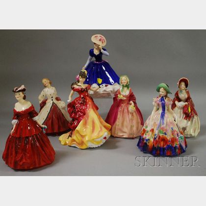 Seven Royal Doulton Porcelain Figures of Ladies