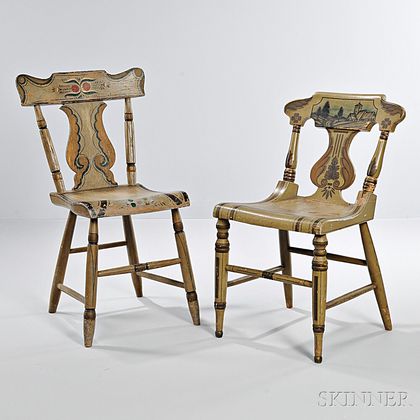 Two Paint-decorated Tablet-back Chairs