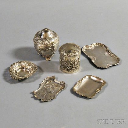 Group of English Sterling Silver Vanity Items