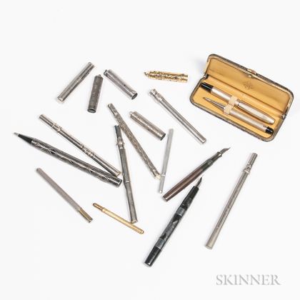 Walz Gold-filled Pen Set and Collection of Various Pen Parts