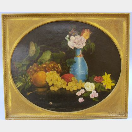 Framed 19th/20th Century American School Oil on Canvas Still Life with Grapes