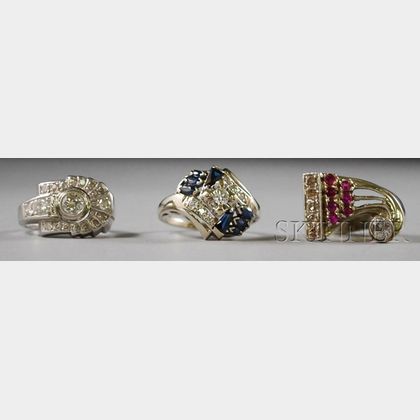 Three 1940s Diamond Rings