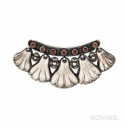 Georg Jensen .830 Silver and Amber Brooch