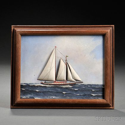 Painted and Carved Wood Diorama of the Windjammer 