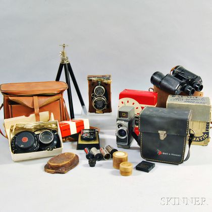 Group of Cameras, Lenses, and Accessories