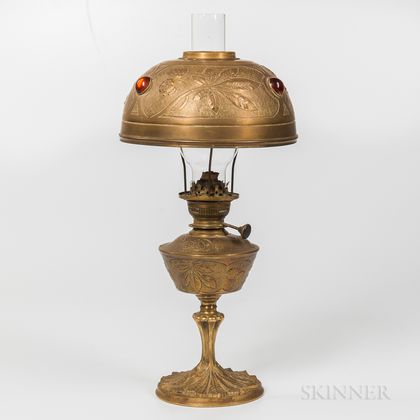 Georges Leleu-style Art Nouveau Oil Lamp