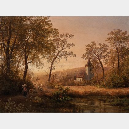 Herman Herzog (German, 1831-1932) Sunset on the Ruhr Valley